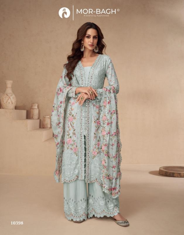 aashirwad aarna color plus series 10394-10398 CHINON SILK wholesale suit 