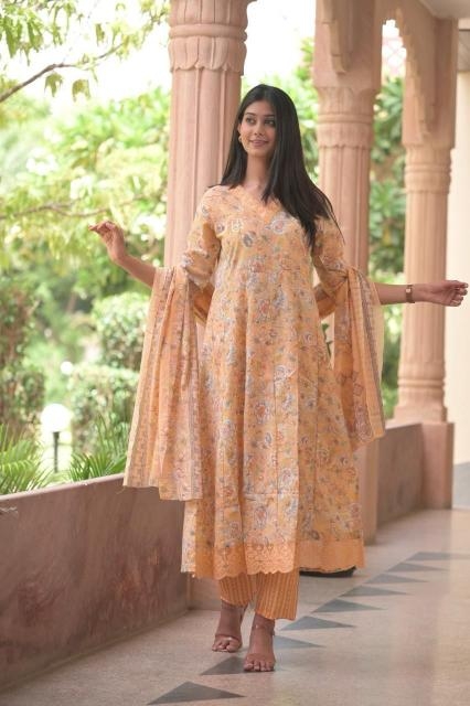 heritage anarkali Cotton Print wholesale suit