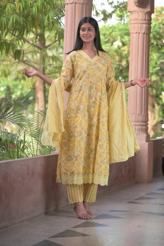 heritage anarkali Cotton Print wholesale suit