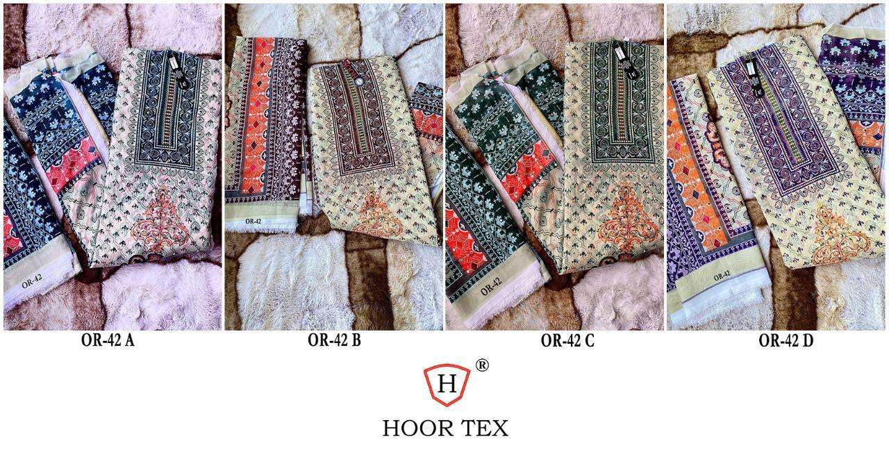 Hoor Tex OR-42 A to D Heavy Organza Wholesale Suit