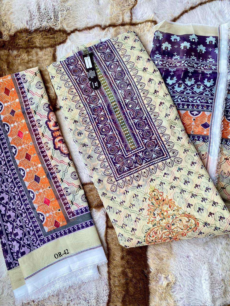 Hoor Tex OR-42 A to D Heavy Organza Wholesale Suit