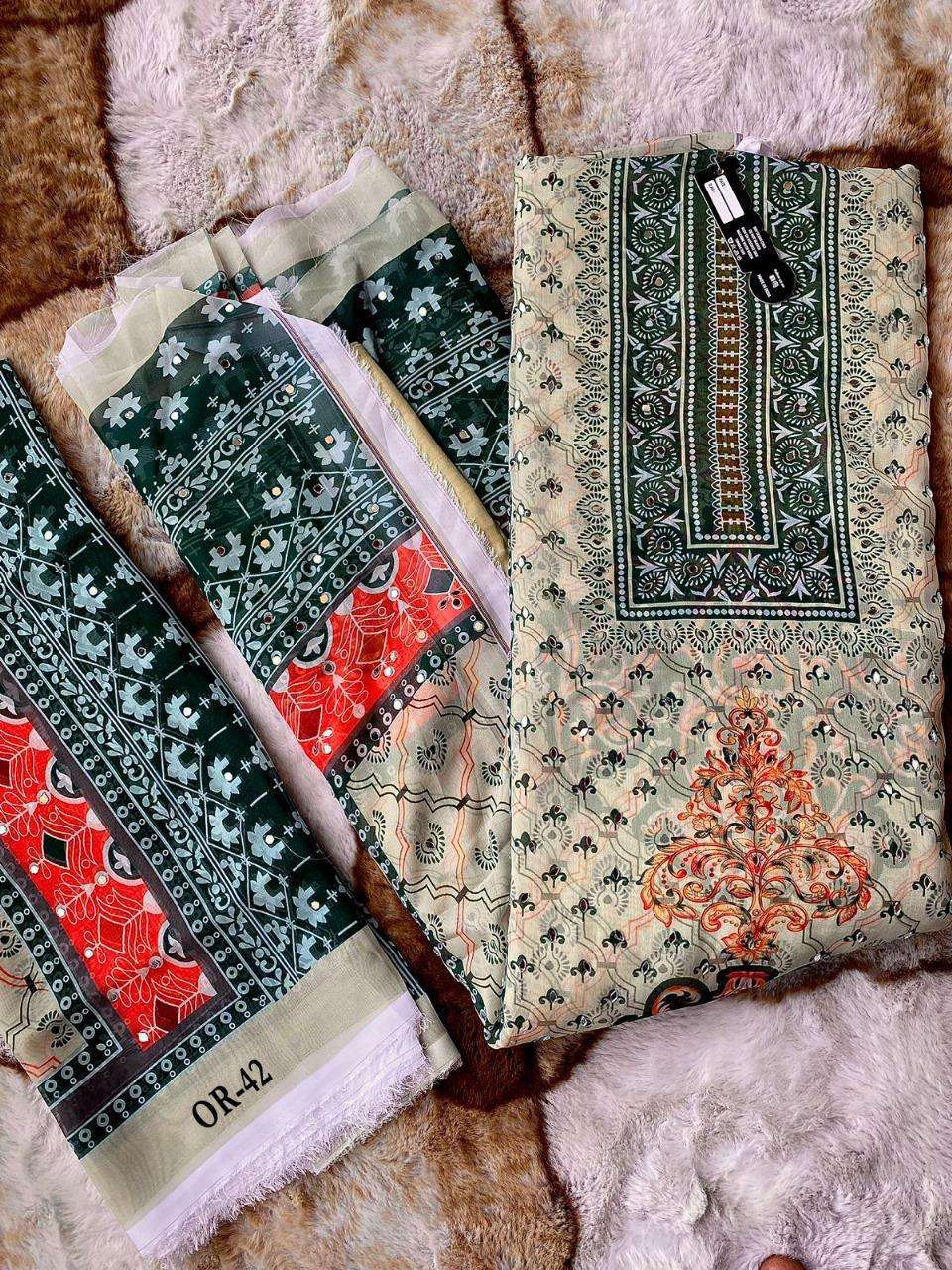 Hoor Tex OR-42 A to D Heavy Organza Wholesale Suit