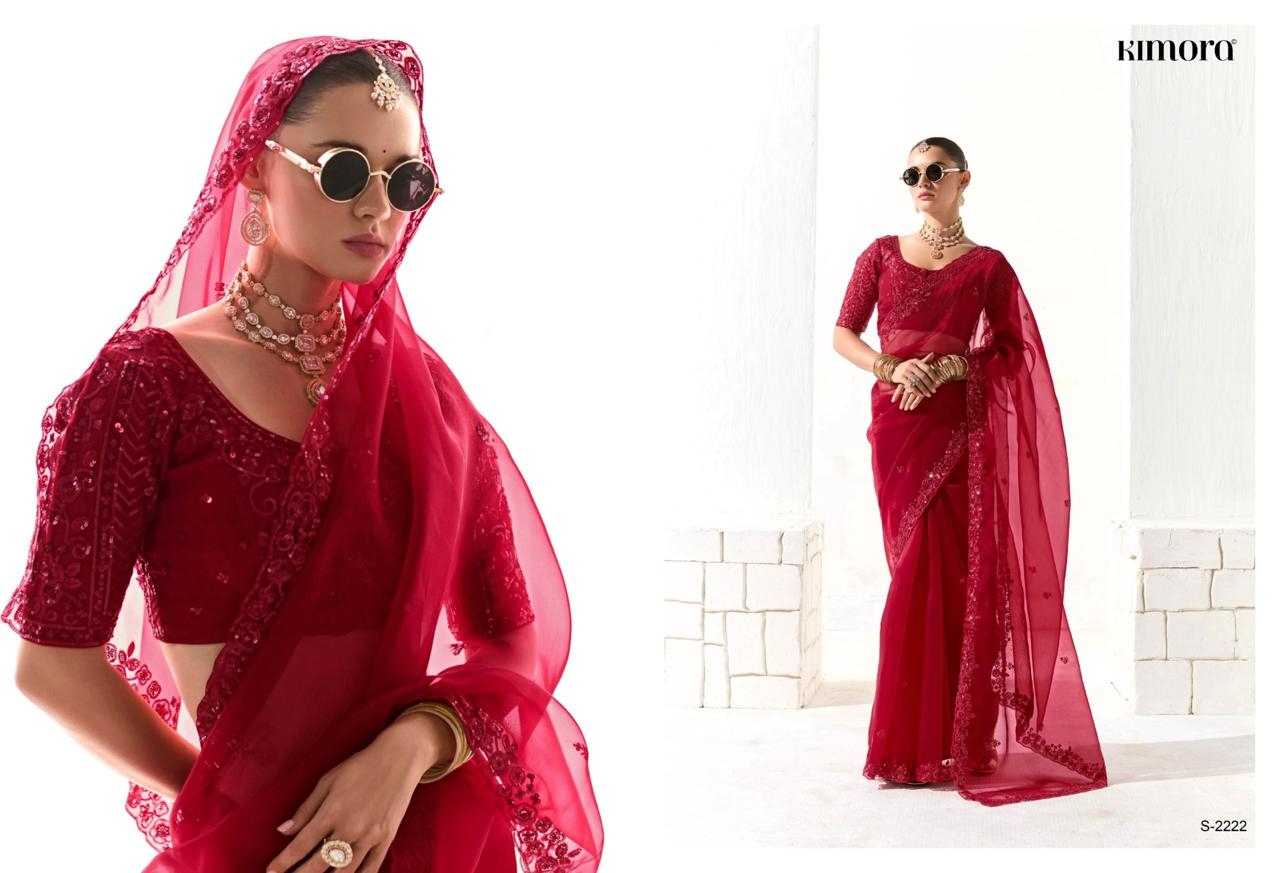Kimora Runway Organza Tissue With Heavy Work Border and Butta Saree
