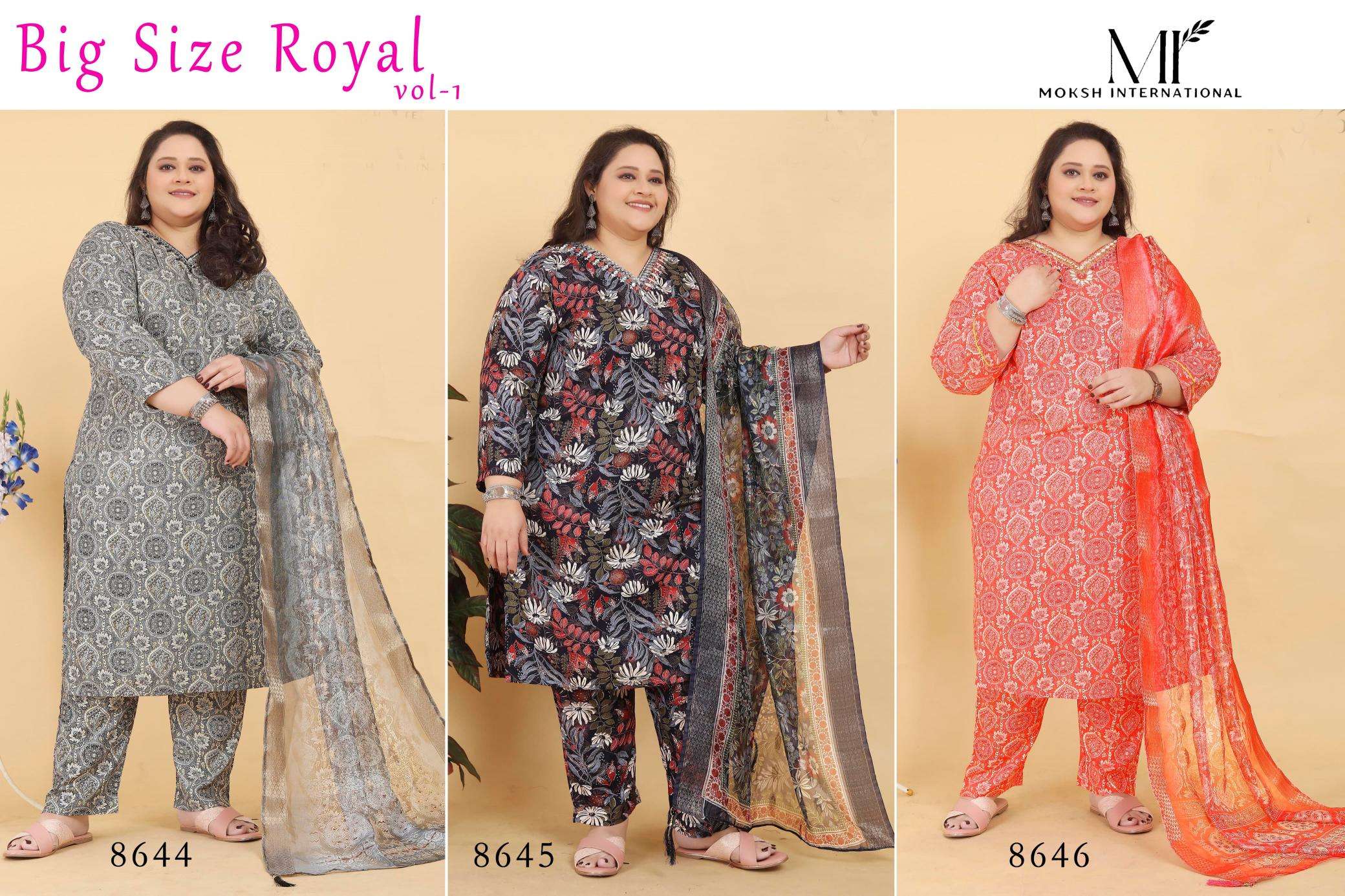 moksh big size royal co-ord vol-1 series 8644-8646 premium rayon wholesale suit 