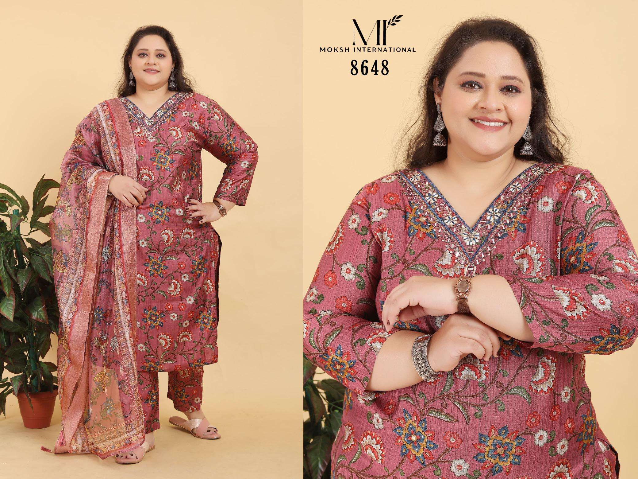 moksh big size royal co-ord vol-2 series 8647-8648 Premium Lichi Viscose wholesale suit 