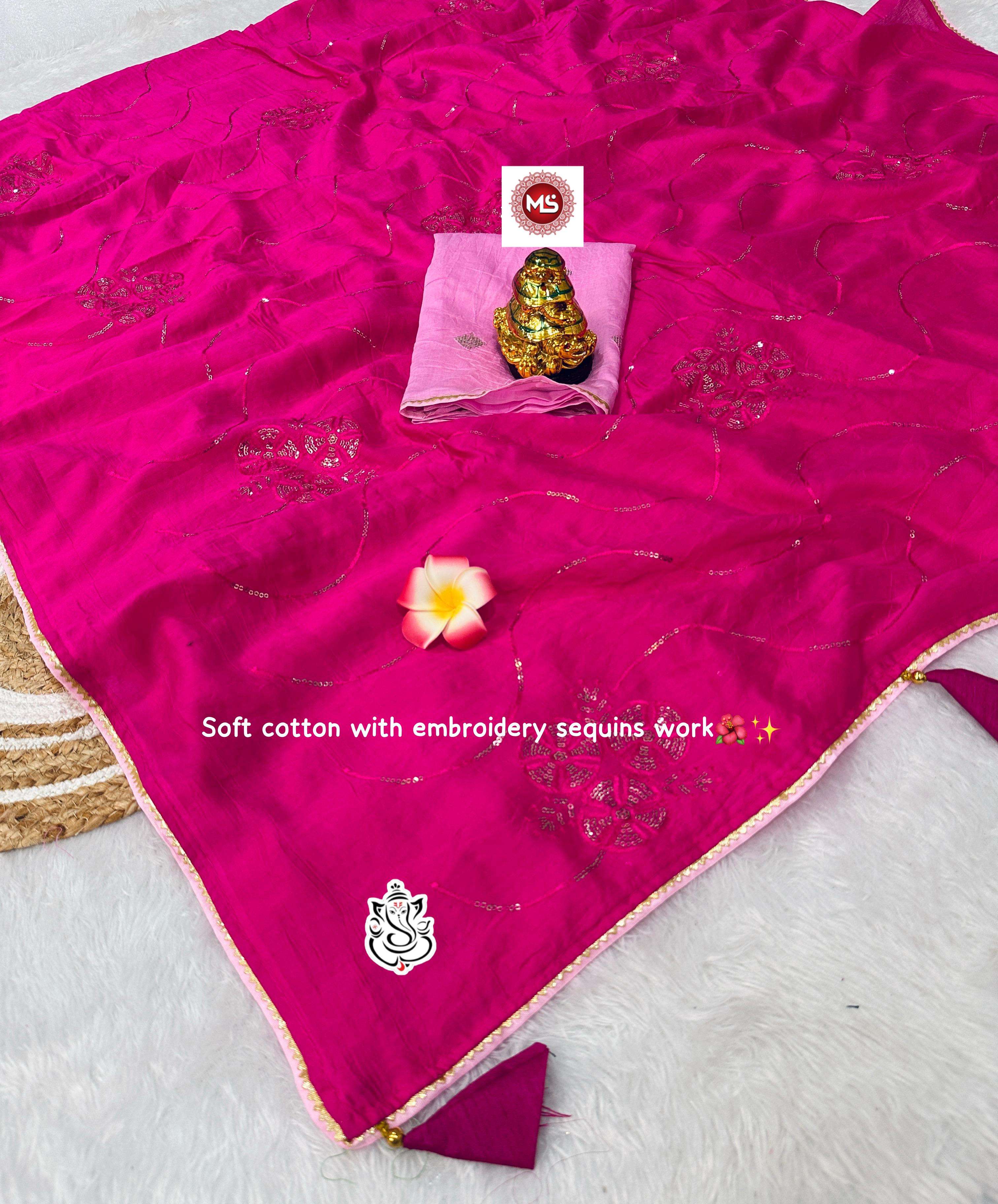 MS BRAND Soft cotton SAREE WITH WORK