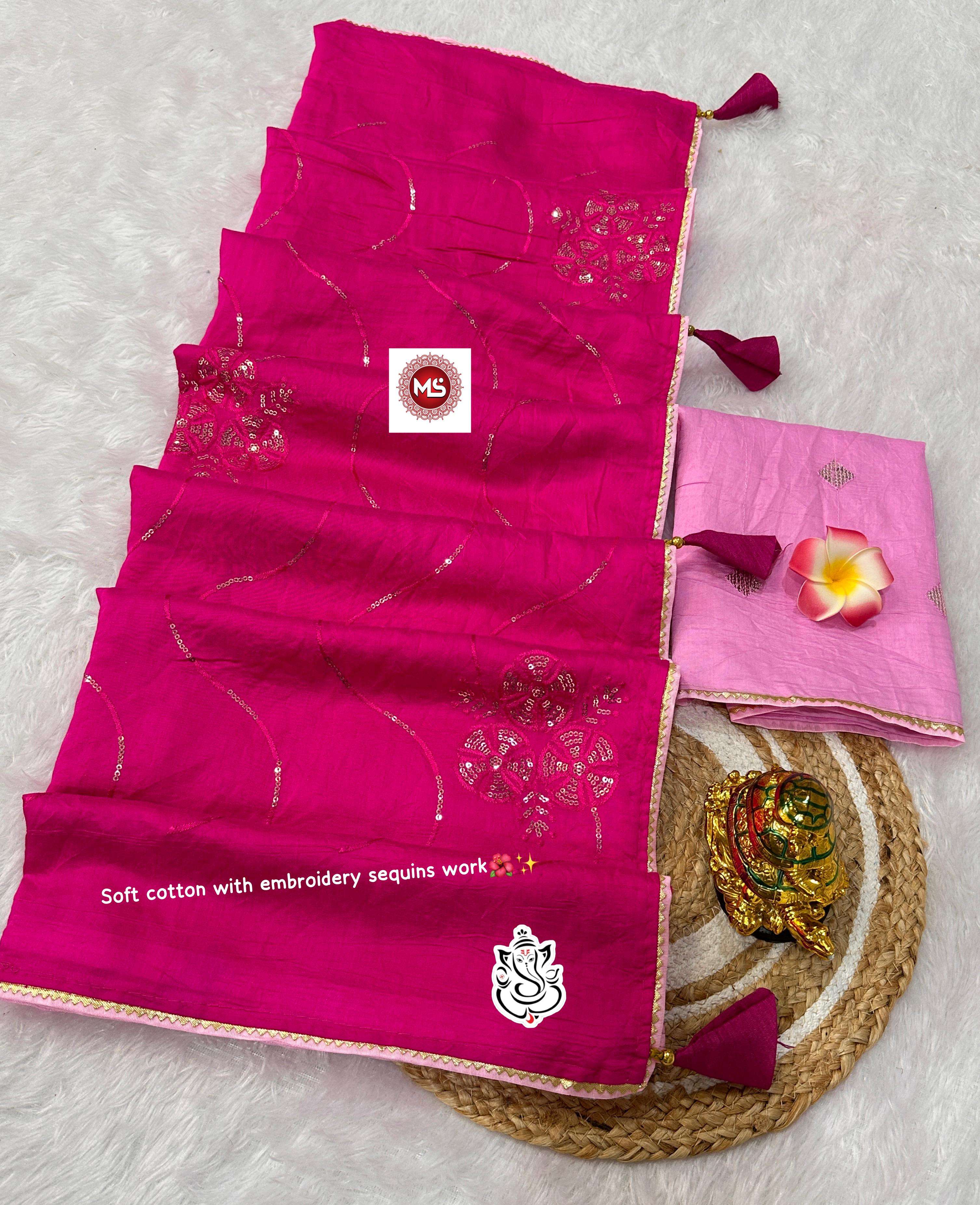 MS BRAND Soft cotton SAREE WITH WORK