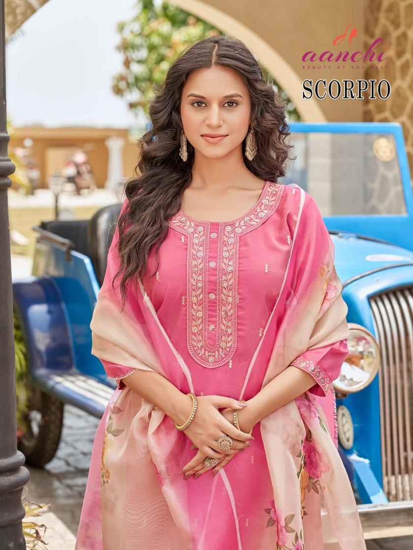aanchi scorpio roman shimmer wholesale readymade suit 