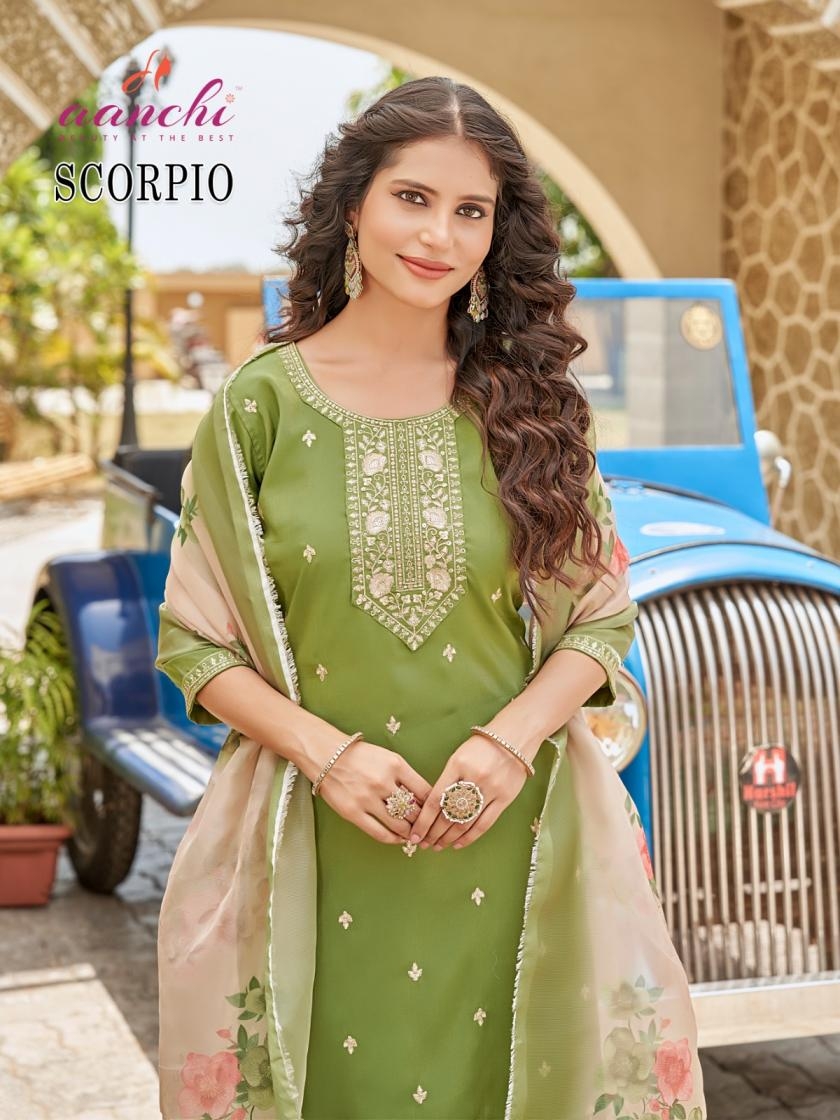 aanchi scorpio roman shimmer wholesale readymade suit 