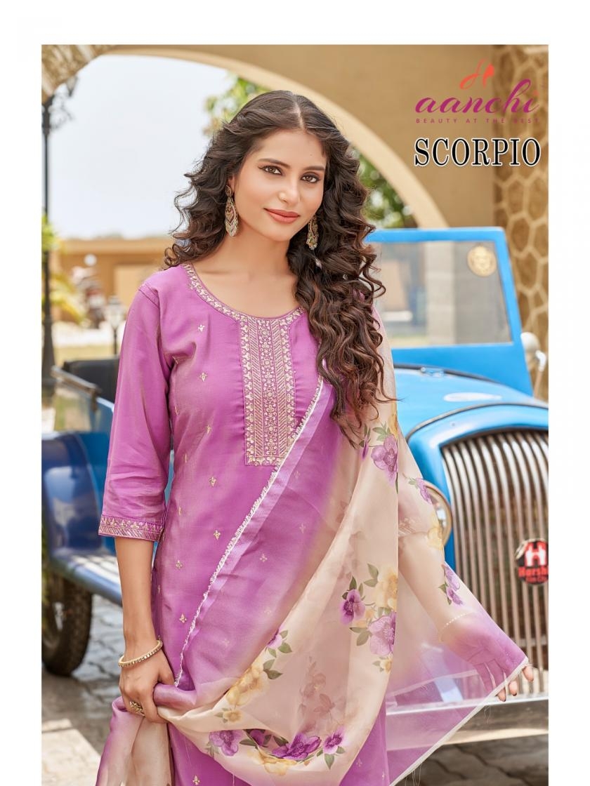 aanchi scorpio roman shimmer wholesale readymade suit 