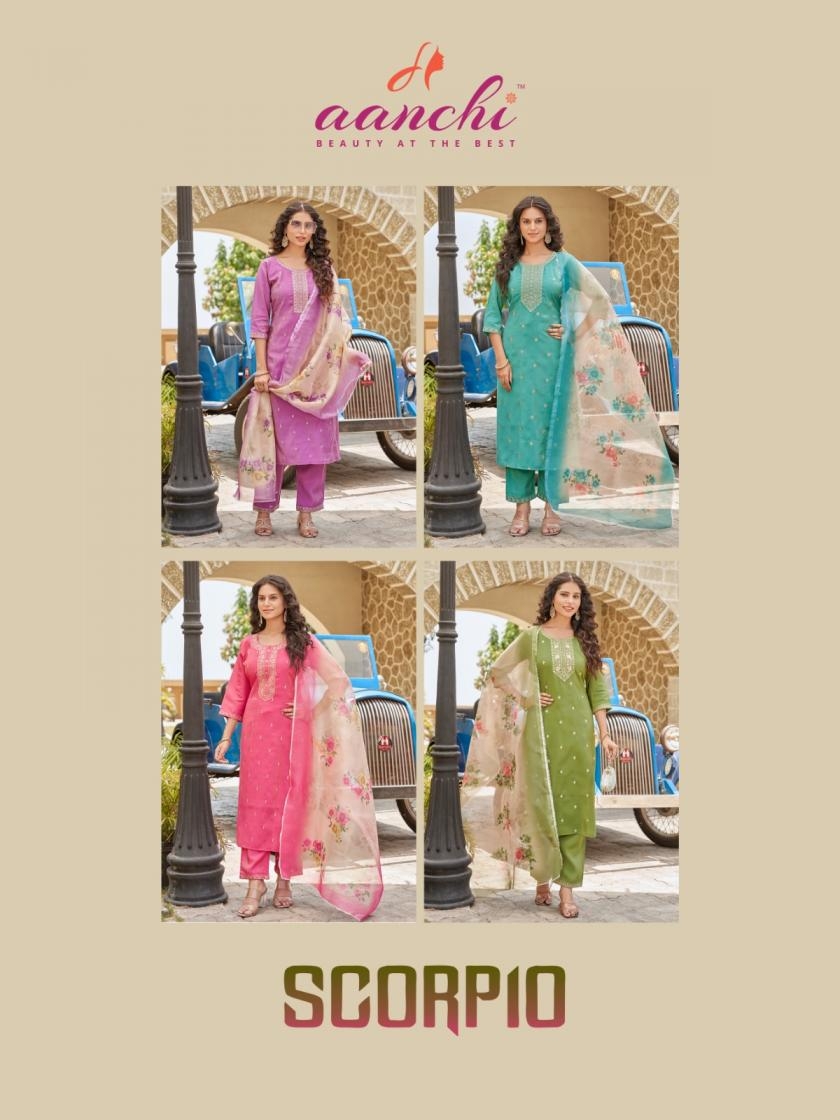 aanchi scorpio roman shimmer wholesale readymade suit 