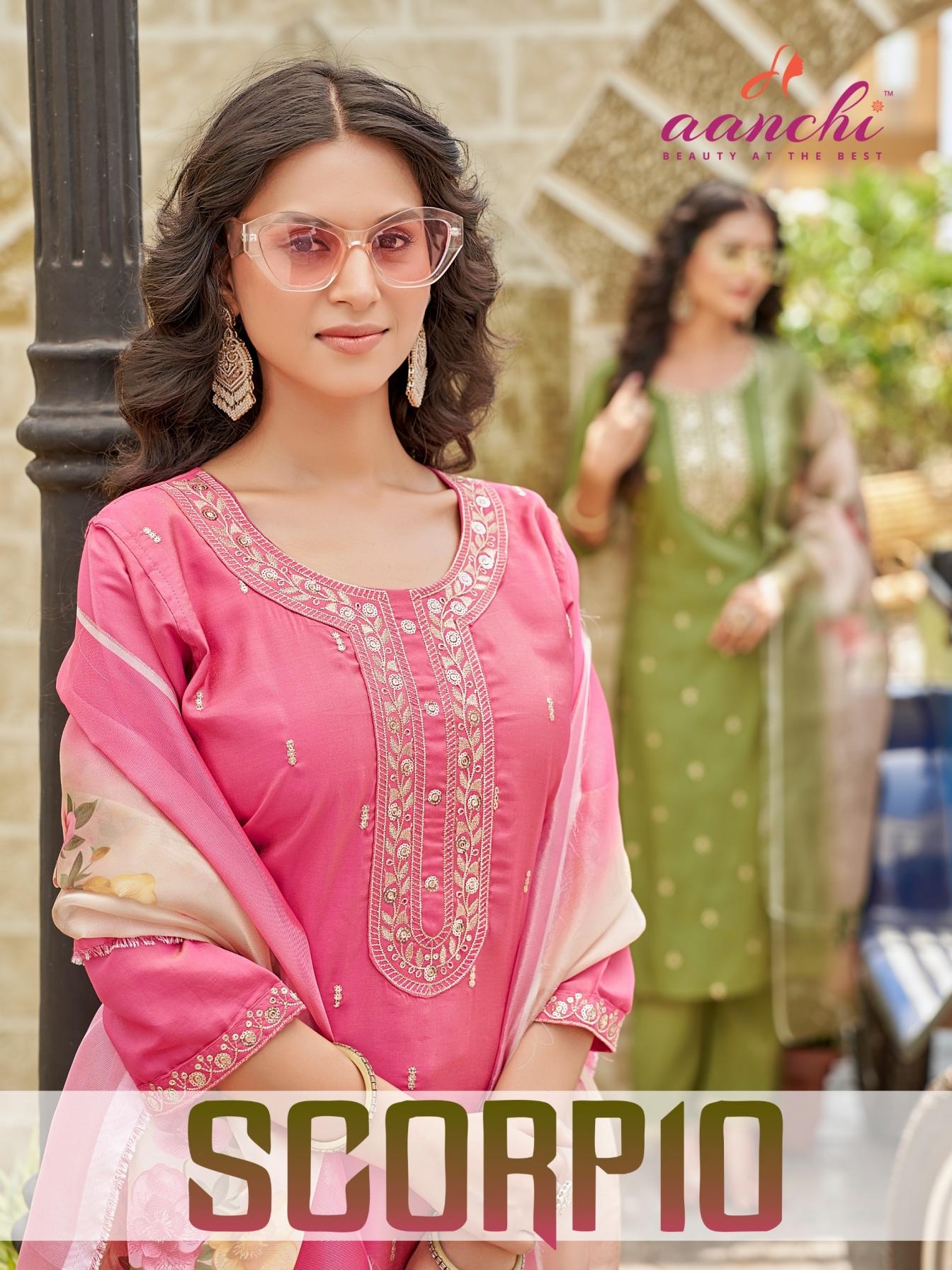 aanchi scorpio roman shimmer wholesale readymade suit 