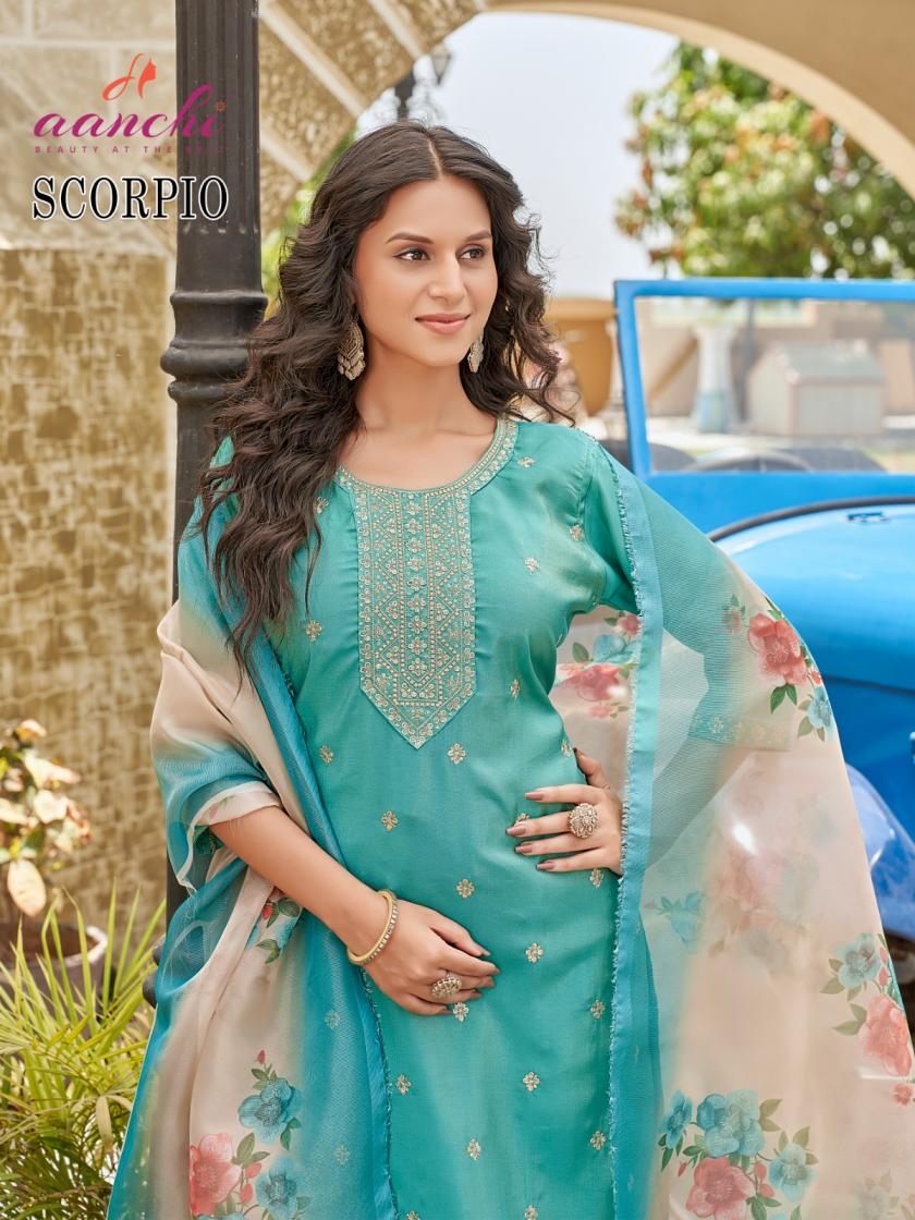 aanchi scorpio roman shimmer wholesale readymade suit 