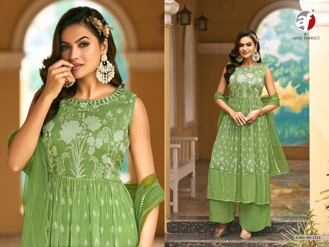 anju fab nz 1513 fully stitch corchet georgette party wear plazzo suits for women