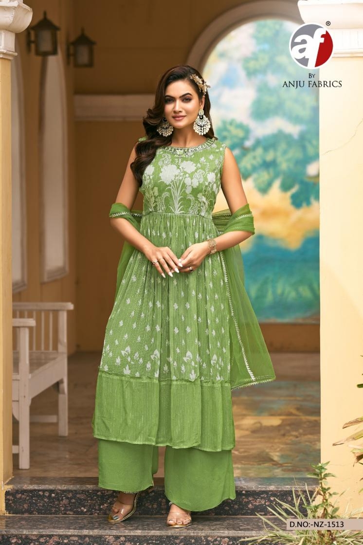 anju fab nz 1513 fully stitch corchet georgette party wear plazzo suits for women