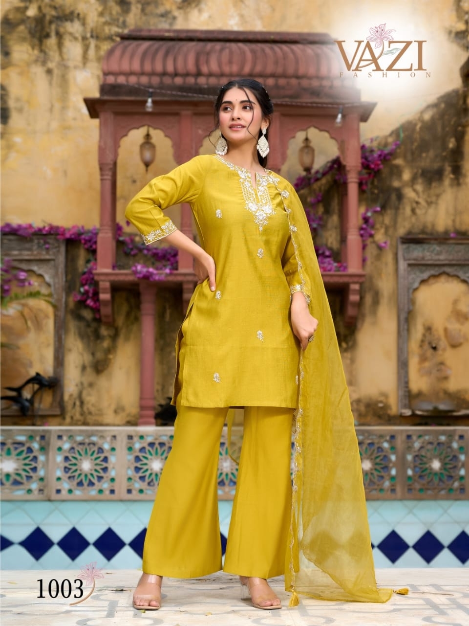 Bell Bottom vertican  WITH fancy cord WORK CO-ORD SET With Duppta