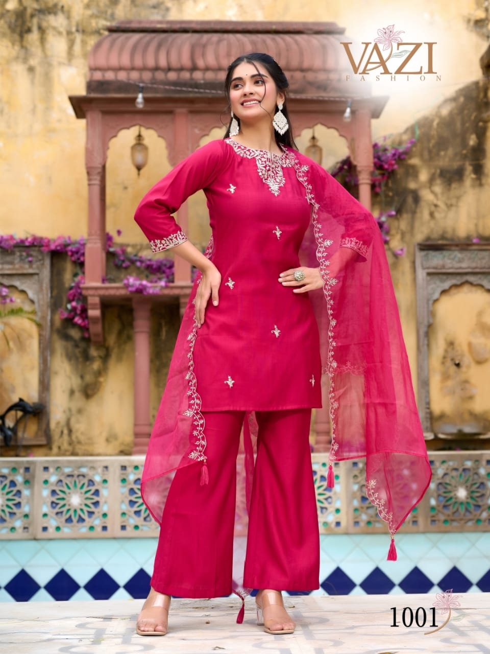 Bell Bottom vertican  WITH fancy cord WORK CO-ORD SET With Duppta