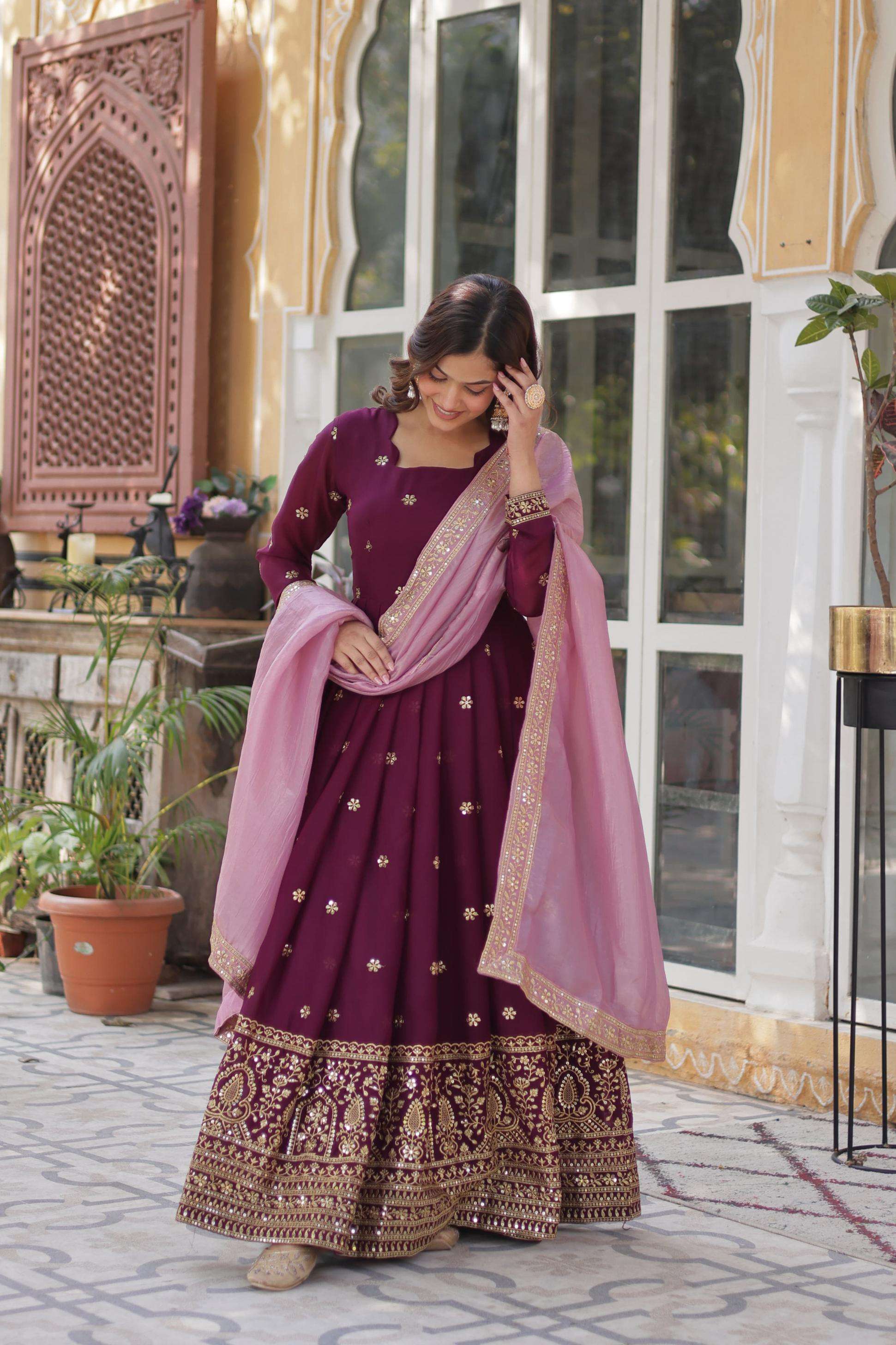 ka 1142 star georgette readymade shop trendy gown with dupatta online