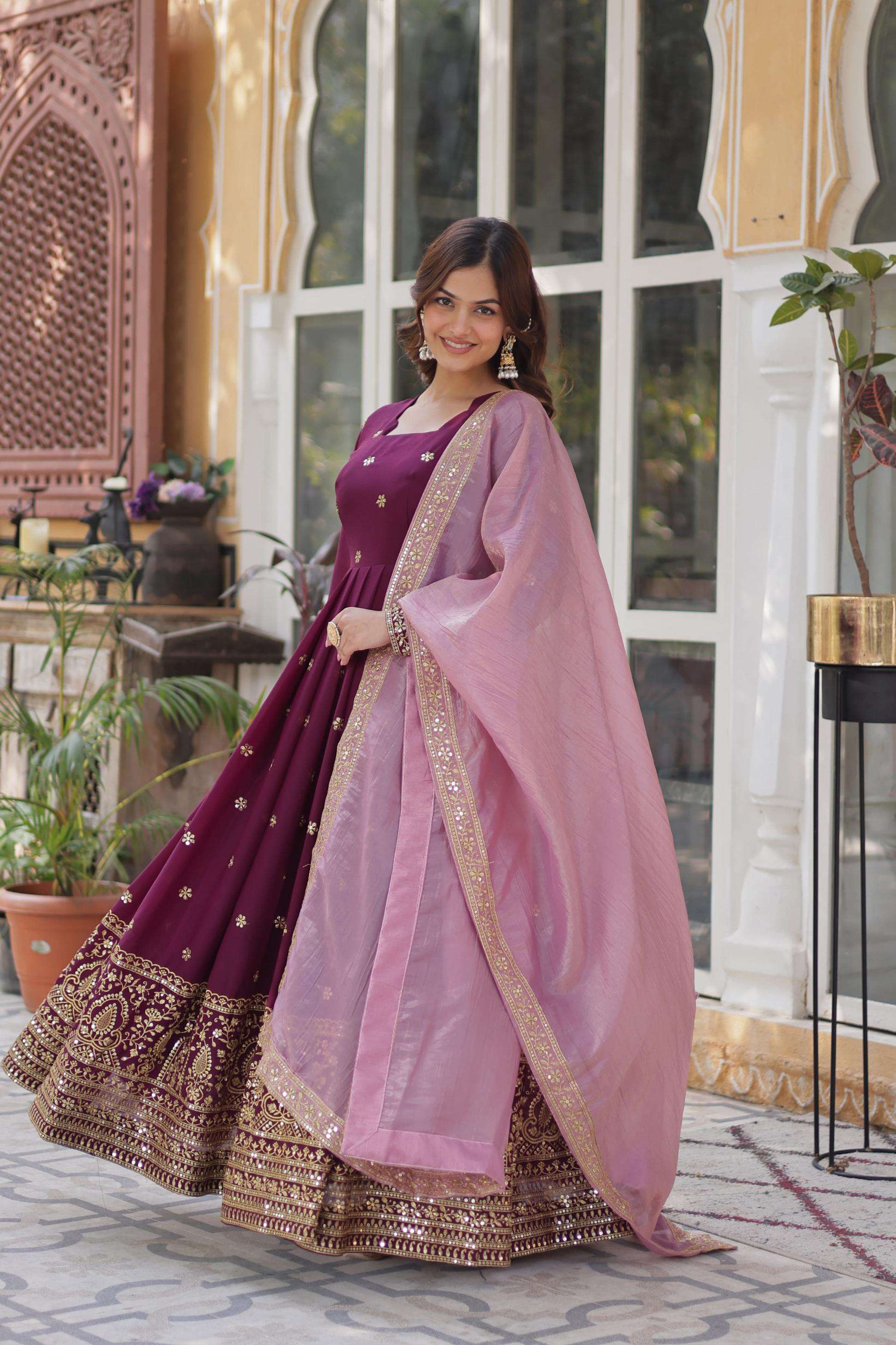 ka 1142 star georgette readymade shop trendy gown with dupatta online