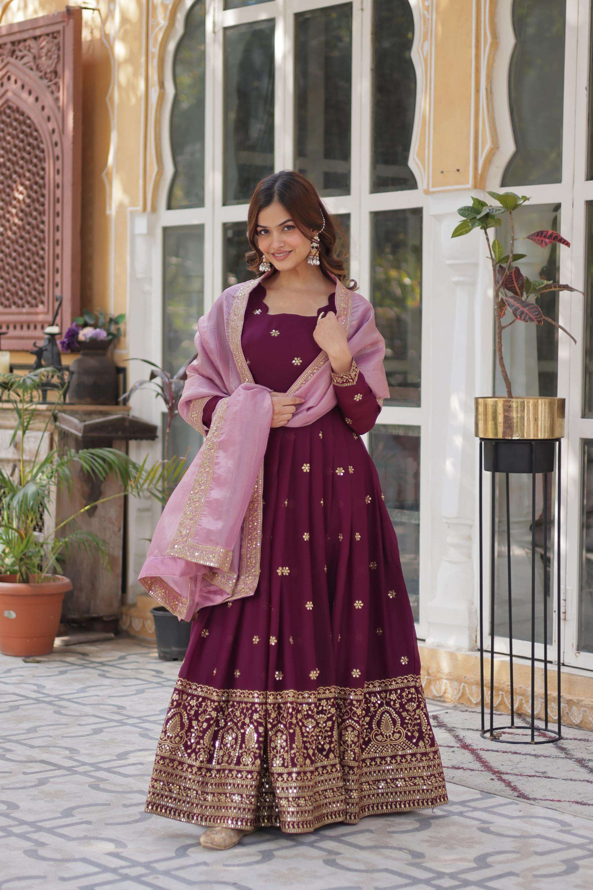 ka 1142 star georgette readymade shop trendy gown with dupatta online