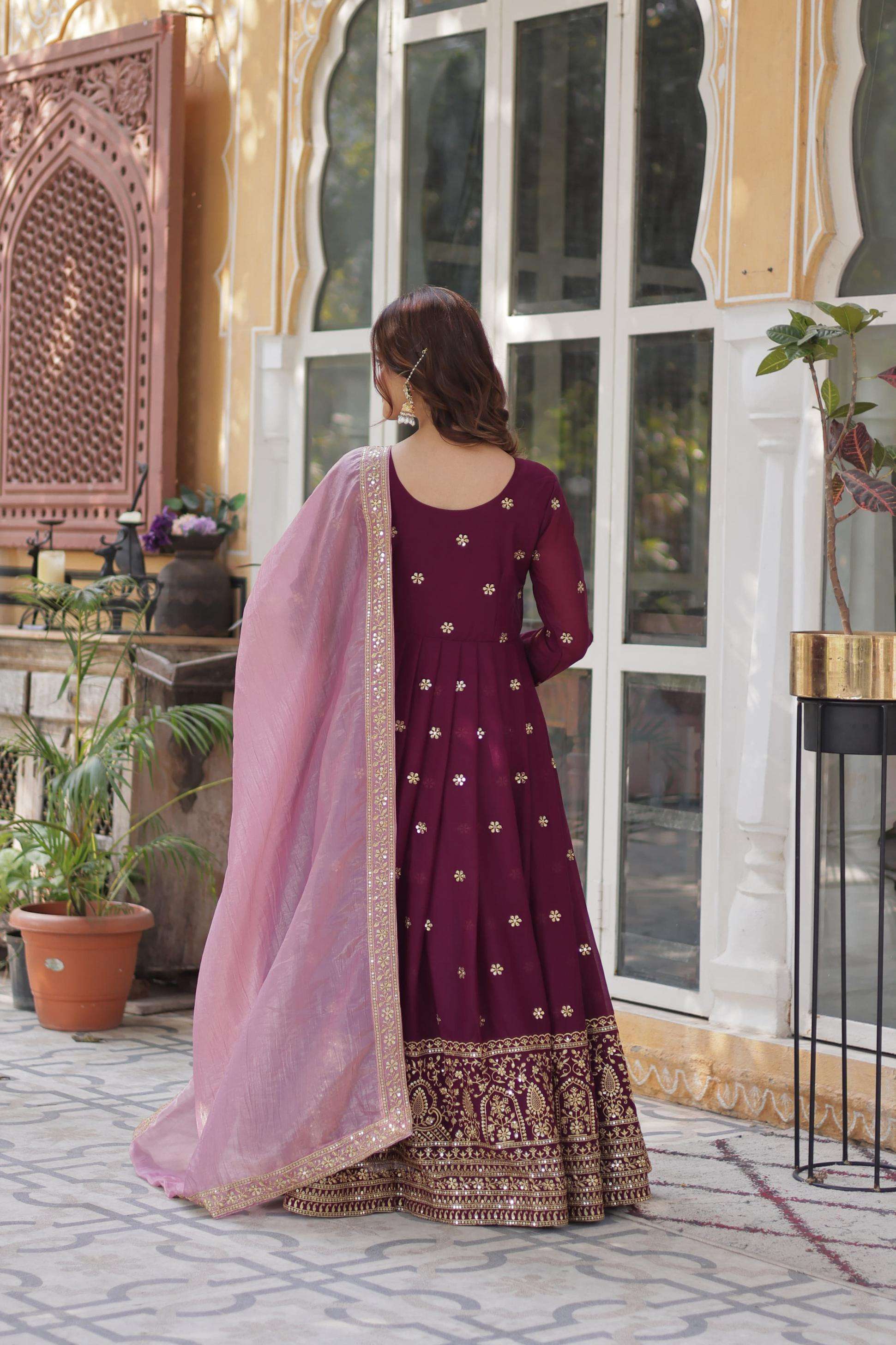 ka 1142 star georgette readymade shop trendy gown with dupatta online