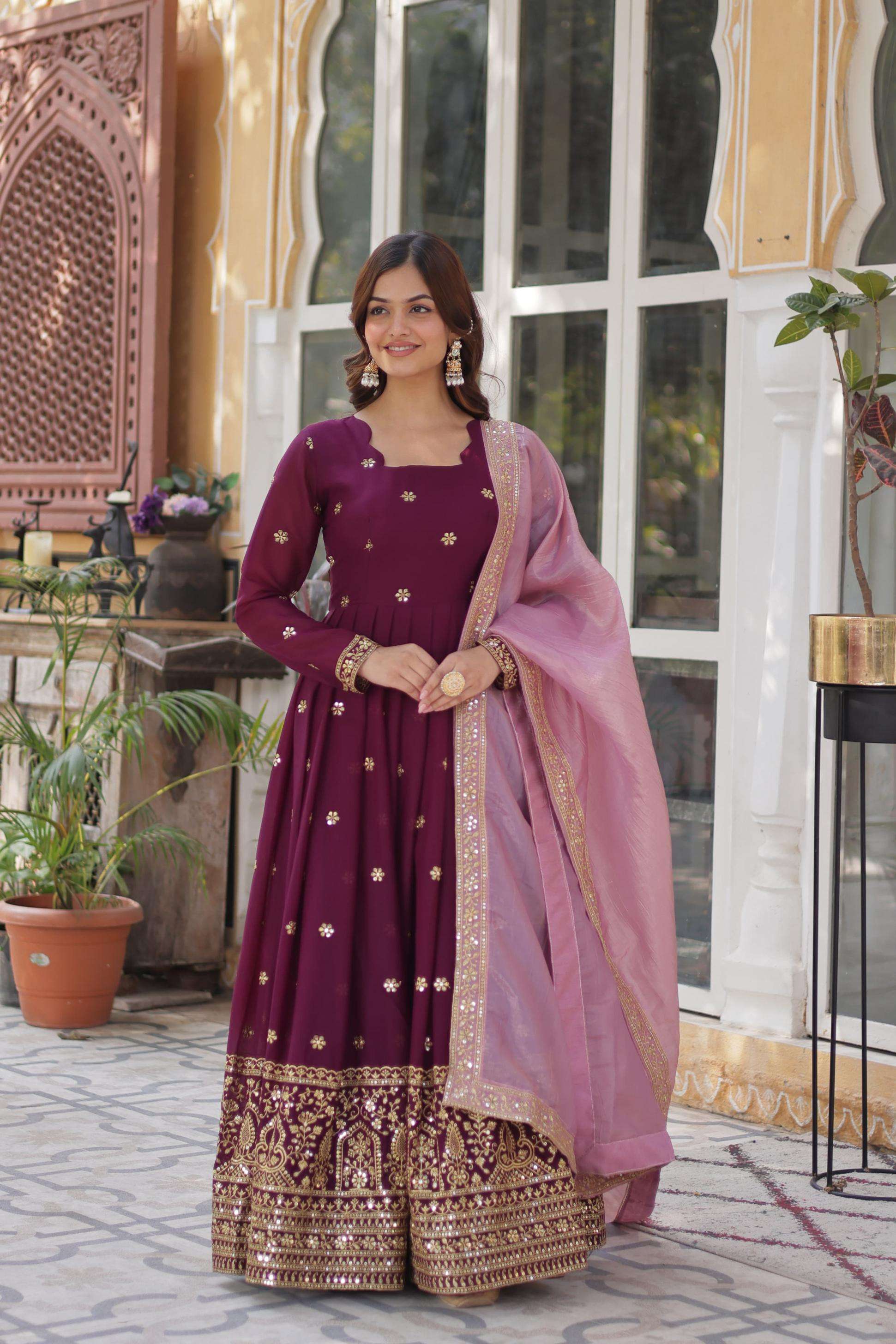 ka 1142 star georgette readymade shop trendy gown with dupatta online