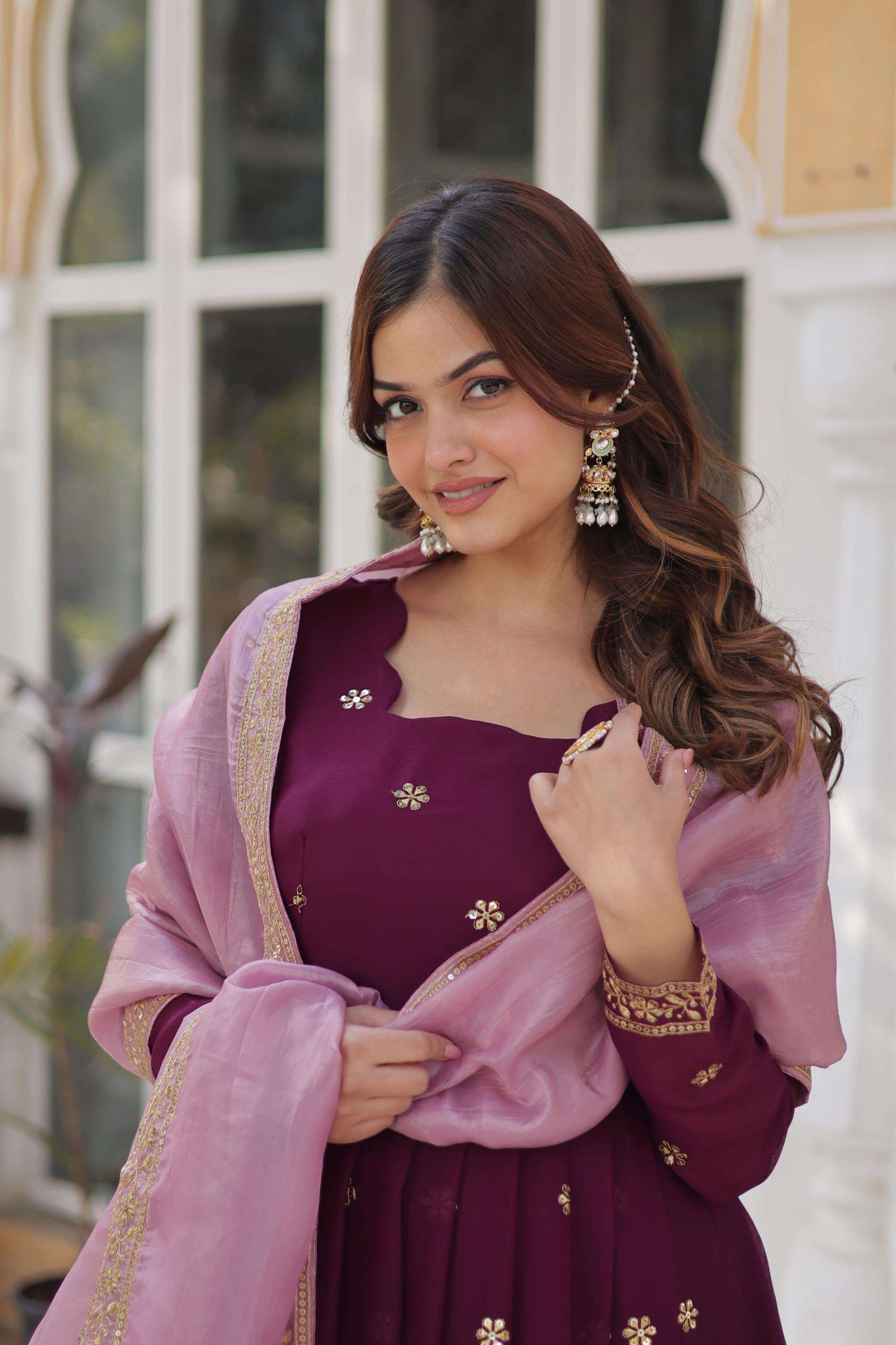 ka 1142 star georgette readymade shop trendy gown with dupatta online