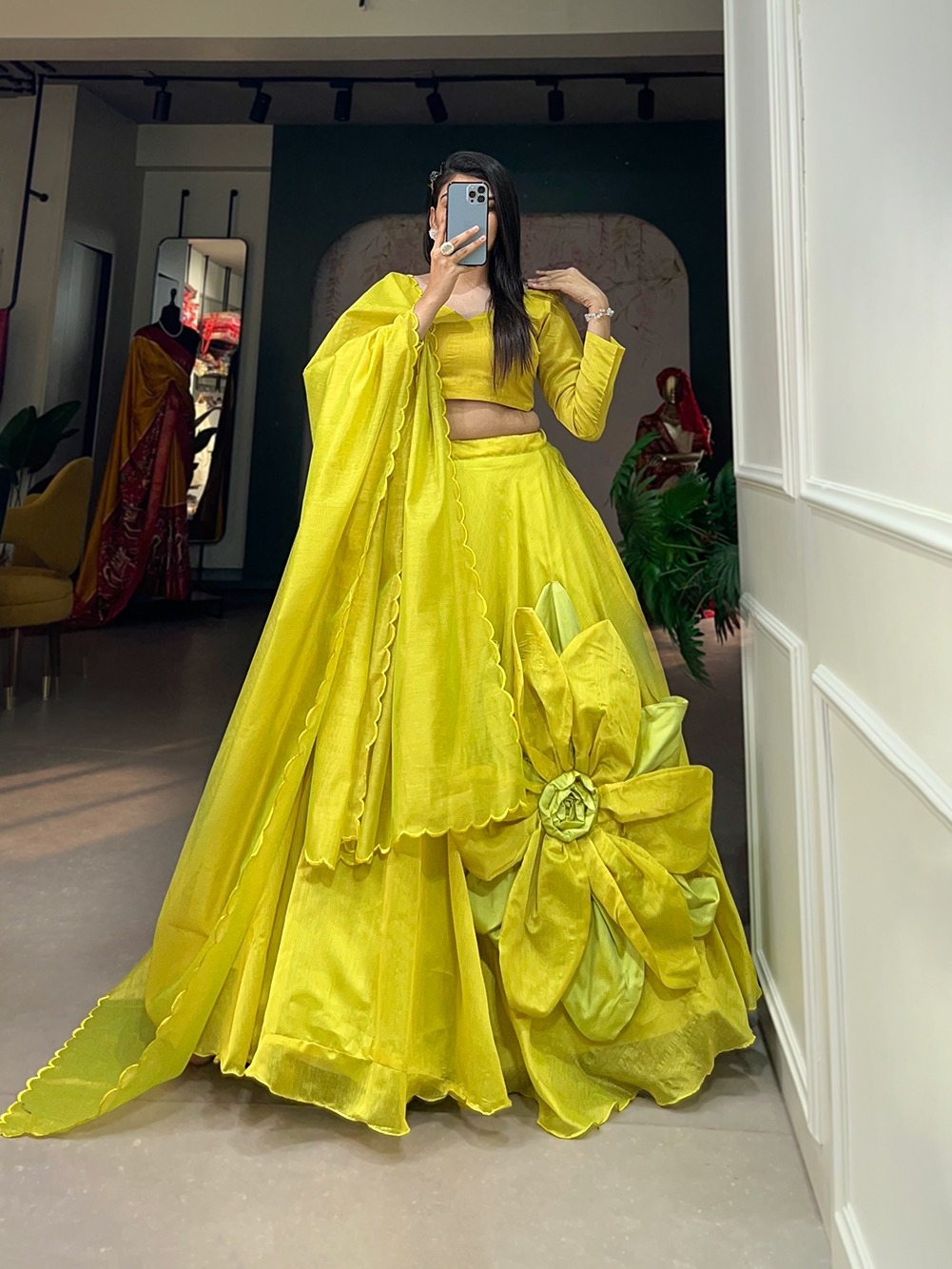 LNB1650PRT Rajwadi Chanderi Silk colored lehenga 