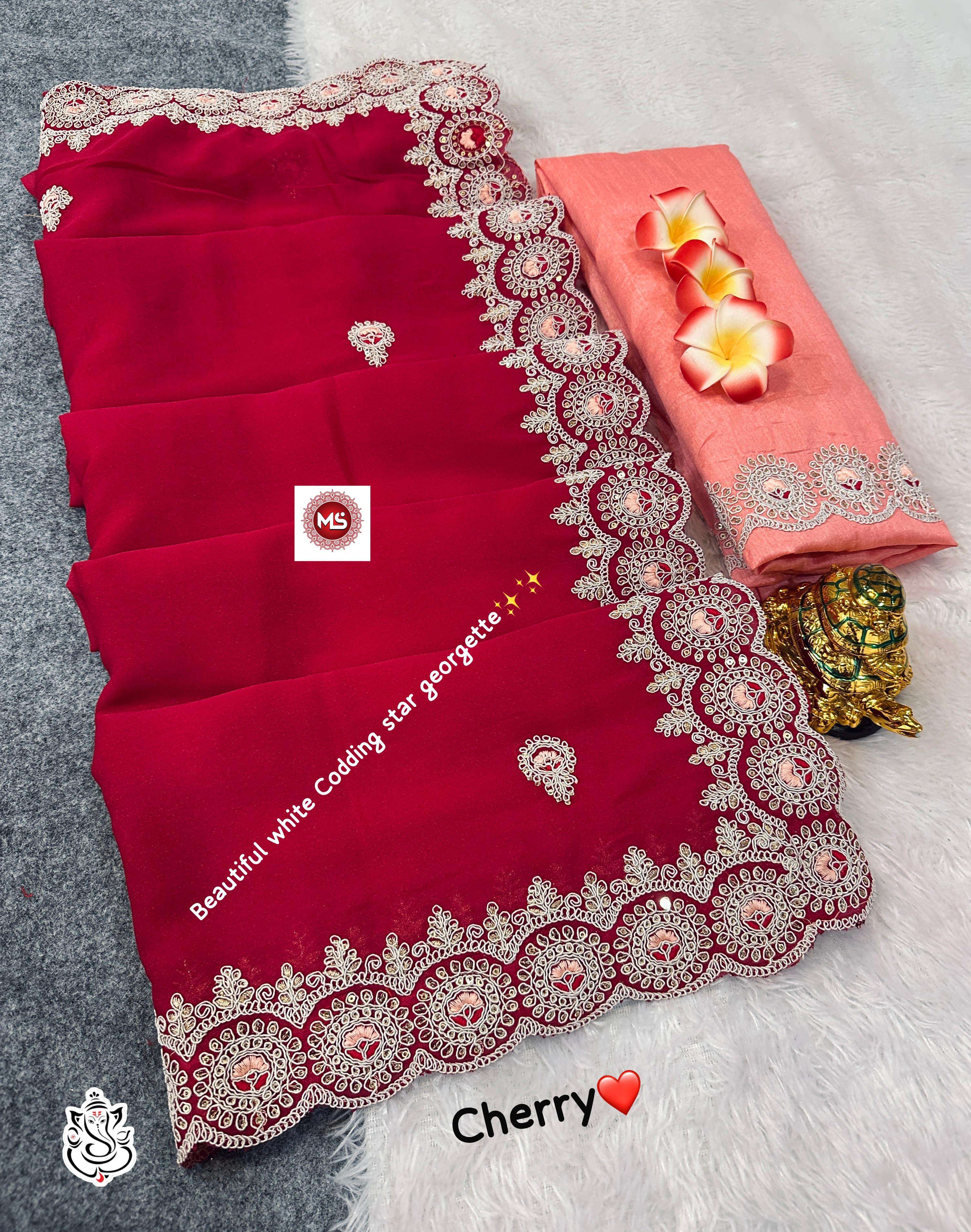 MS BRAND SAREE Star georgette Best Quality fabric wholesale saree