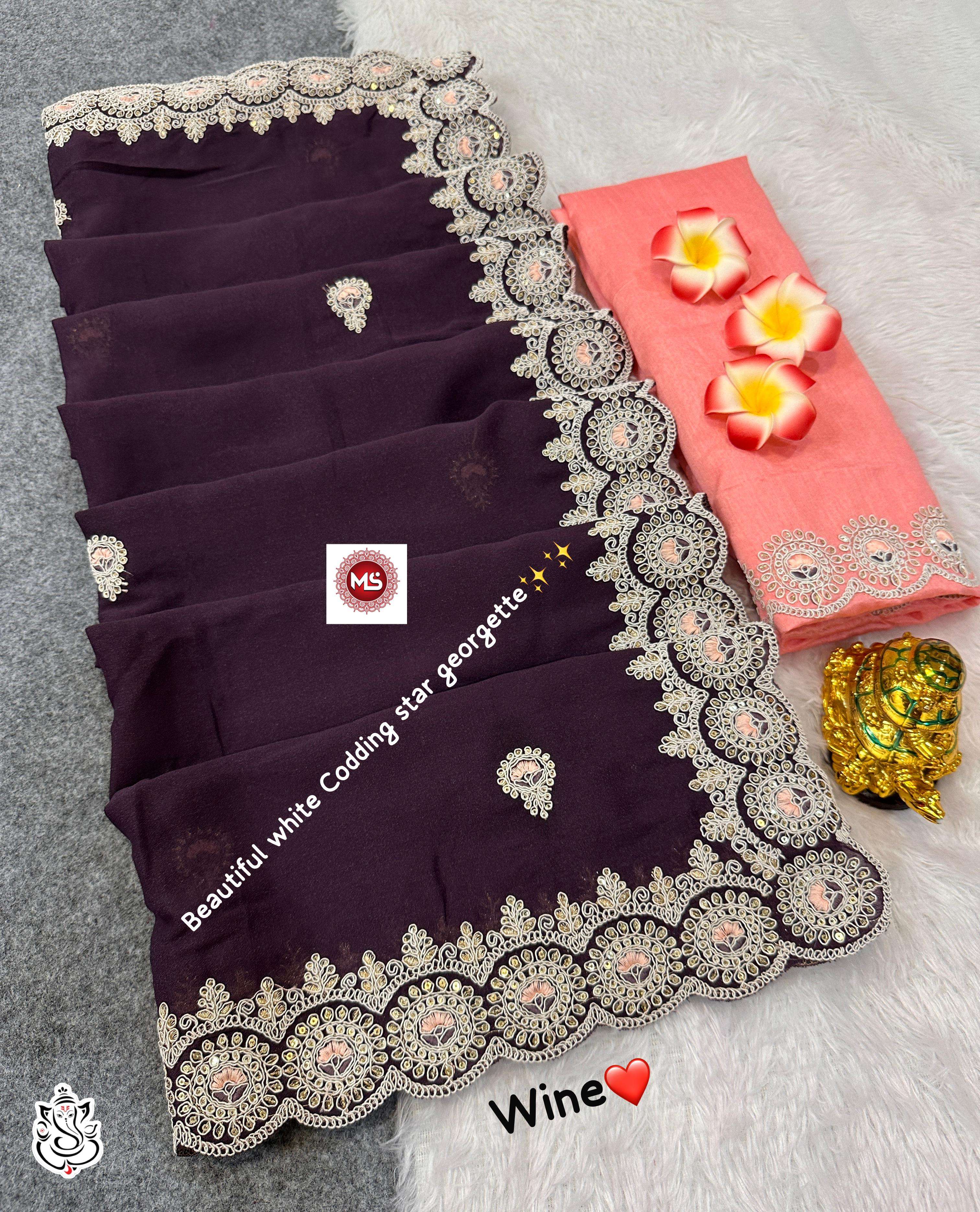 MS BRAND SAREE Star georgette Best Quality fabric wholesale saree