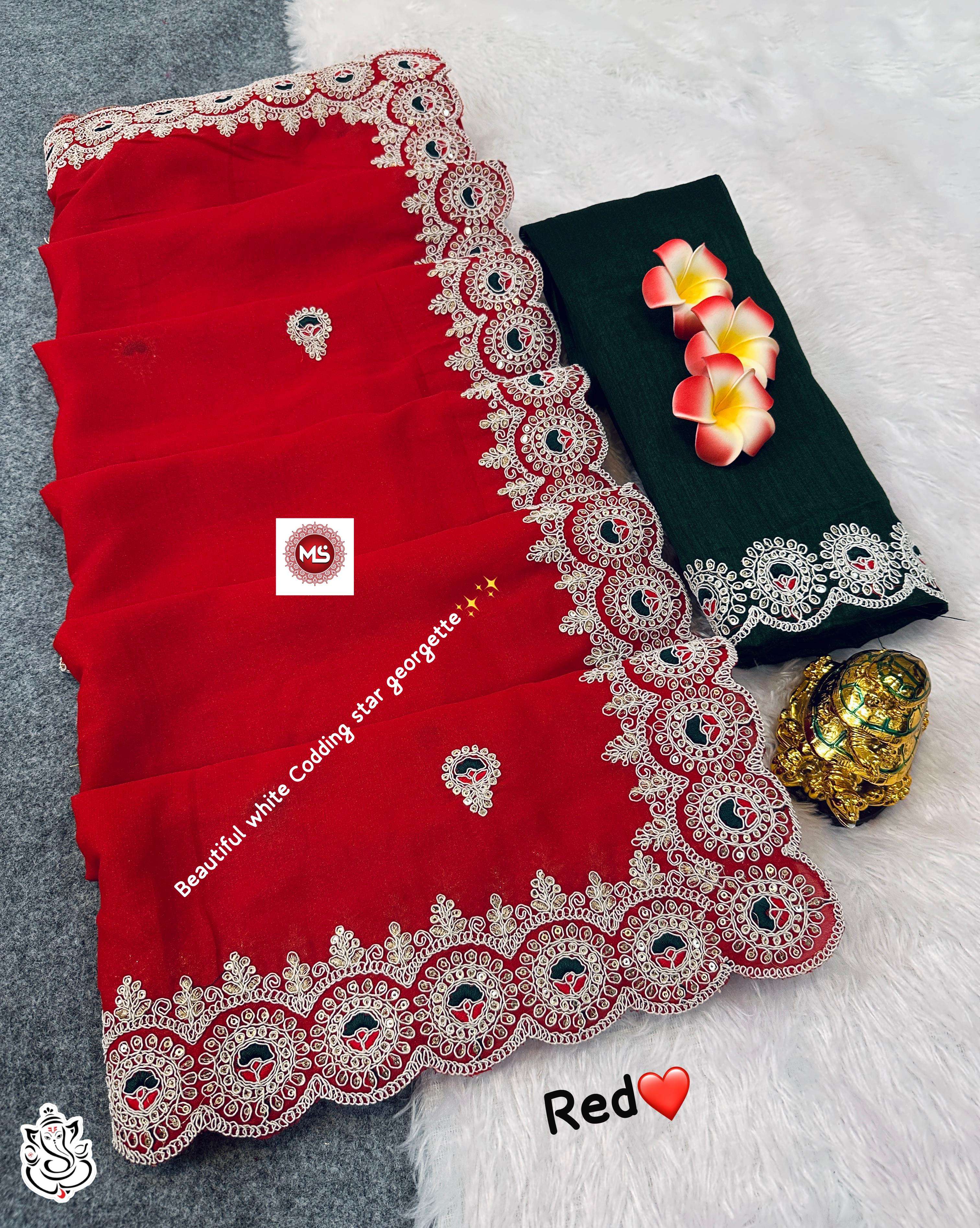 MS BRAND SAREE Star georgette Best Quality fabric wholesale saree