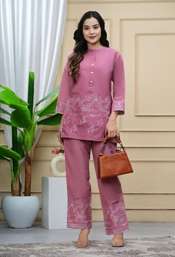 pattern co-ord set of pure cotton full stitched big size combo 2pcs dress