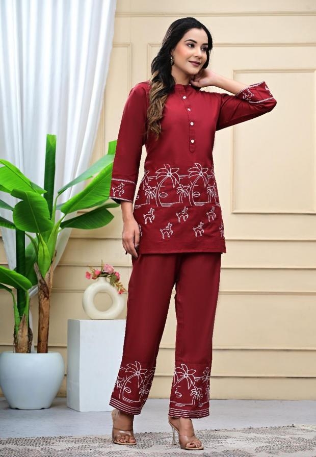 pattern co-ord set of pure cotton full stitched big size combo 2pcs dress
