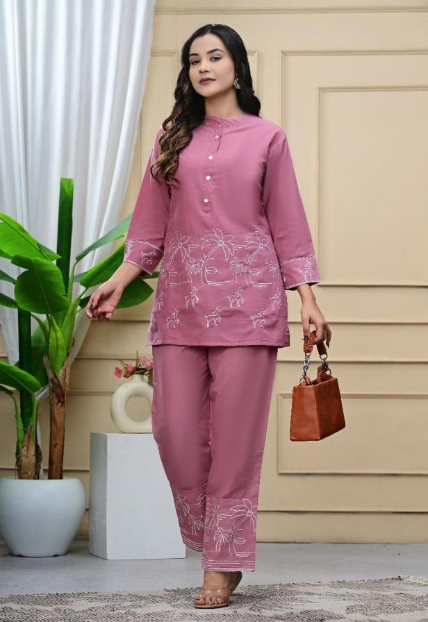 pattern co-ord set of pure cotton full stitched big size combo 2pcs dress