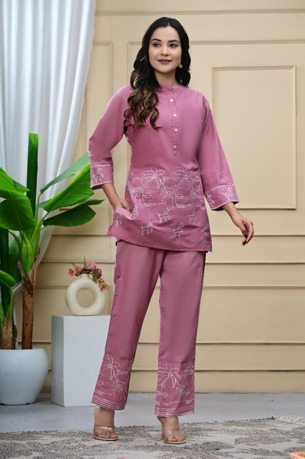 pattern co-ord set of pure cotton full stitched big size combo 2pcs dress