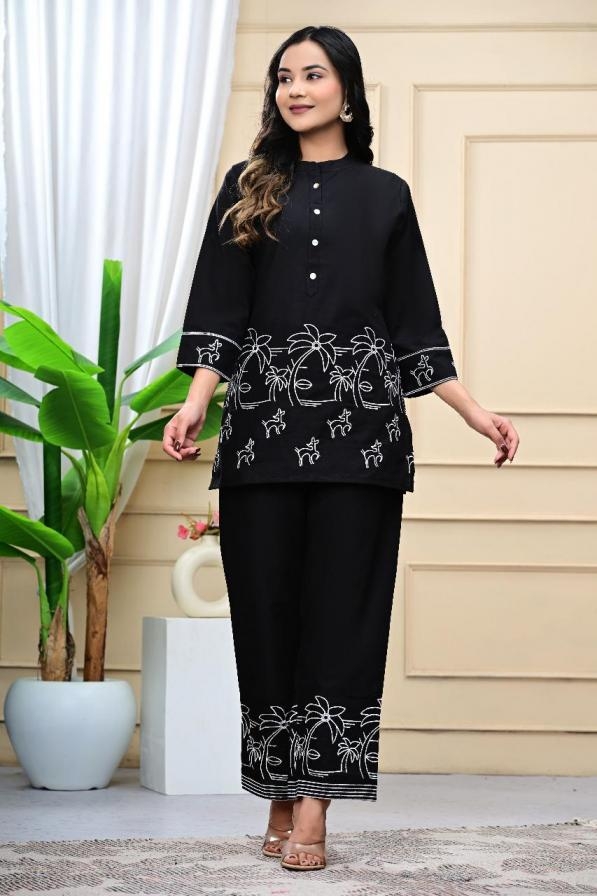pattern co-ord set of pure cotton full stitched big size combo 2pcs dress