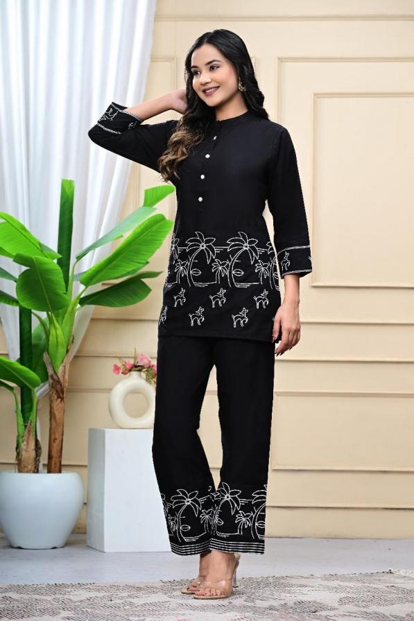 pattern co-ord set of pure cotton full stitched big size combo 2pcs dress