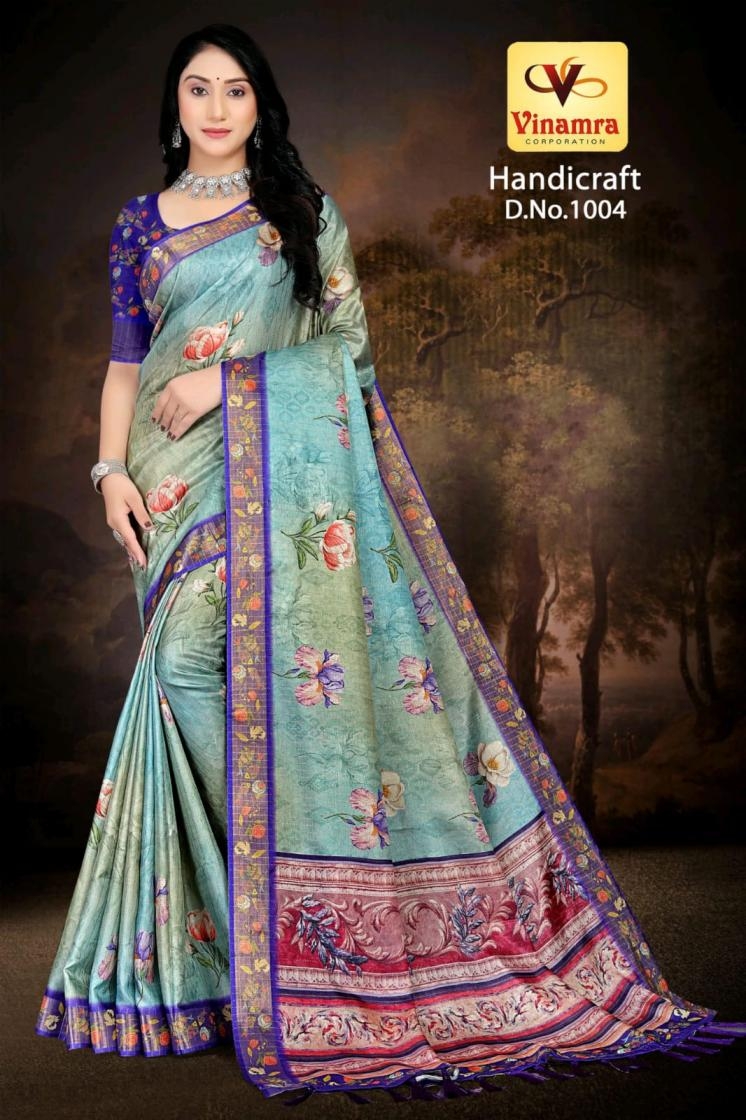 vinamra corporation handicraft vol 1 series 1001-1011 gold zari fashionable sarees