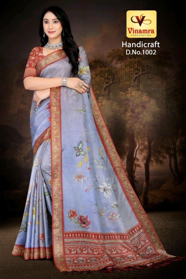 vinamra corporation handicraft vol 1 series 1001-1011 gold zari fashionable sarees