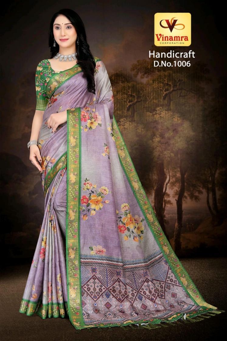 vinamra corporation handicraft vol 1 series 1001-1011 gold zari fashionable sarees