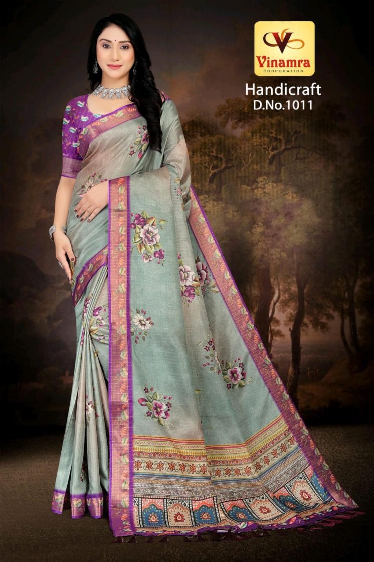 vinamra corporation handicraft vol 1 series 1001-1011 gold zari fashionable sarees