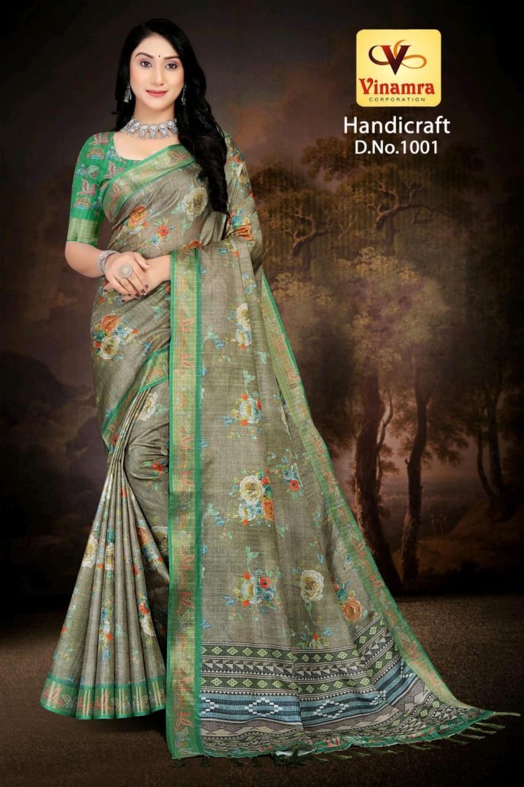 vinamra corporation handicraft vol 1 series 1001-1011 gold zari fashionable sarees