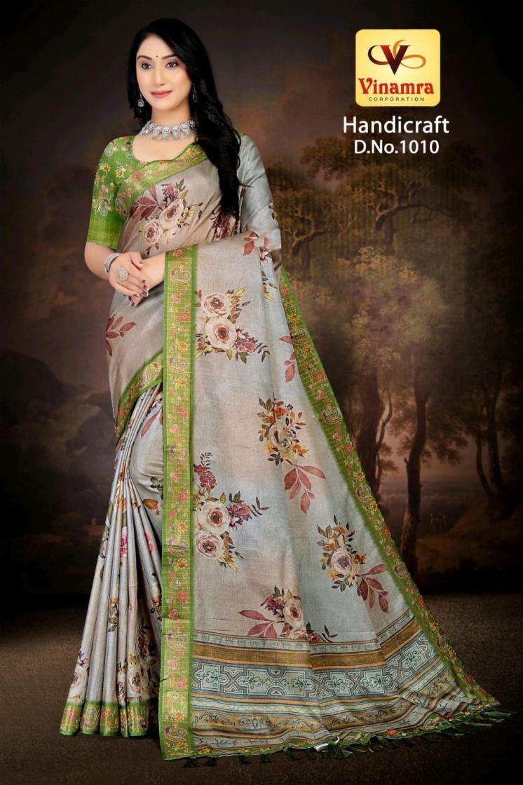 vinamra corporation handicraft vol 1 series 1001-1011 gold zari fashionable sarees