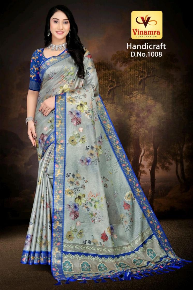 vinamra corporation handicraft vol 1 series 1001-1011 gold zari fashionable sarees