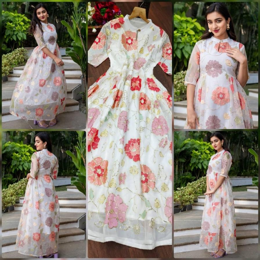 lw 9047 readymade tebby silk shop trendy combo set gown for womens
