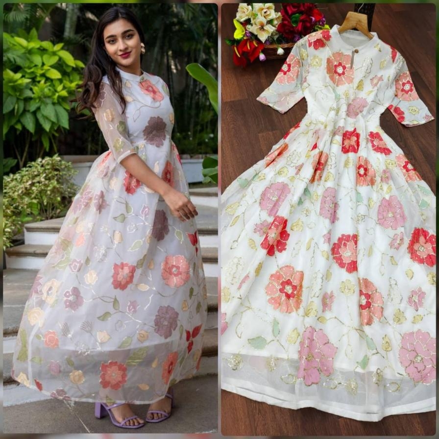 lw 9047 readymade tebby silk shop trendy combo set gown for womens