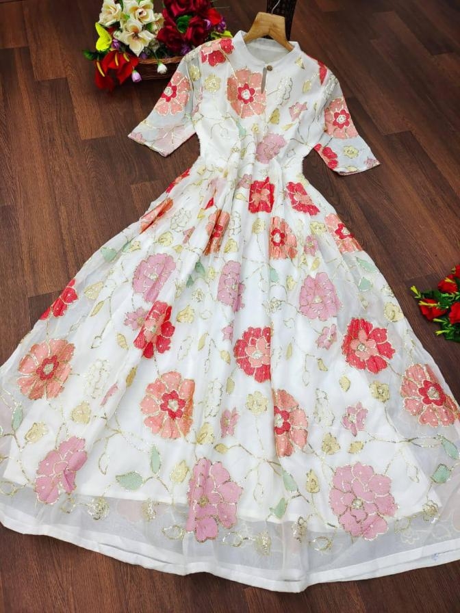 lw 9047 readymade tebby silk shop trendy combo set gown for womens