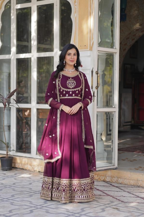 lw 9218 readymade faux blooming georgette shop trendy gown with dupatta