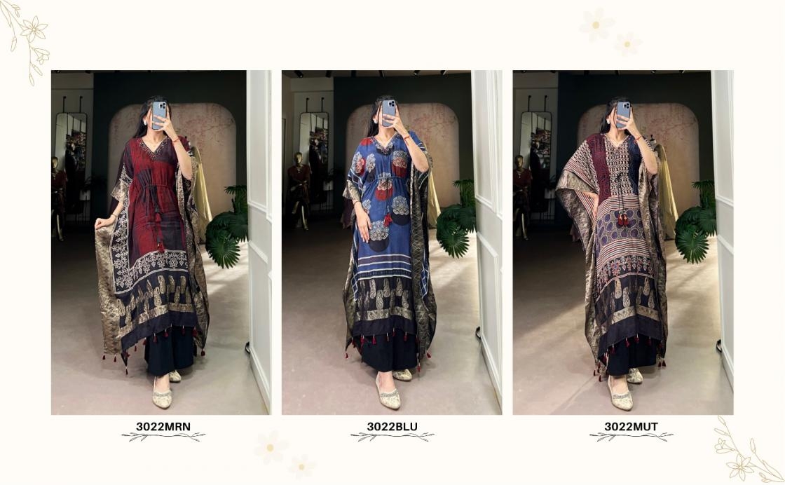 nnk3022 viscose zari border mirror work readymade kaftan kurtis