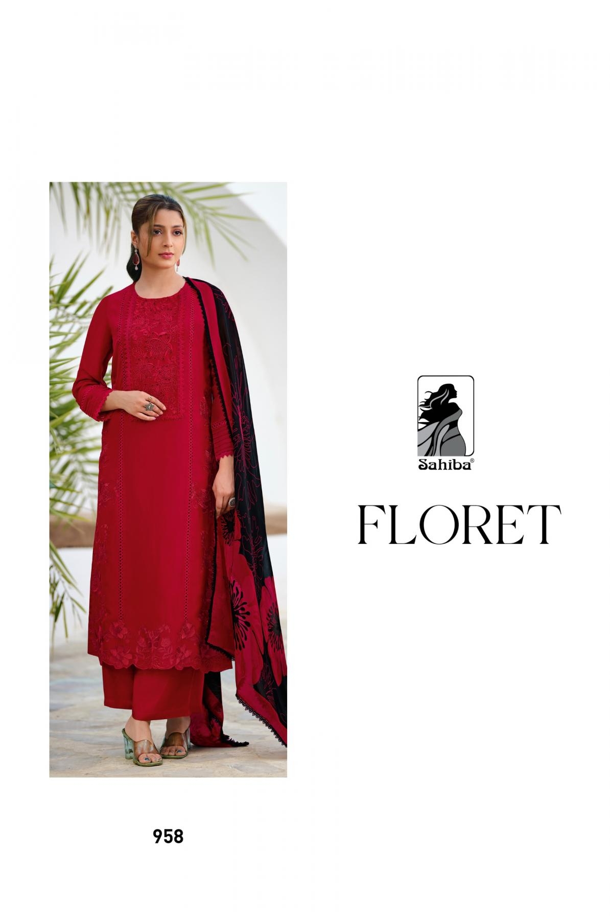 sahiba floret ORGANZA SILK DYED WITH EMBROIDERY HAND WORK wholesale suit 